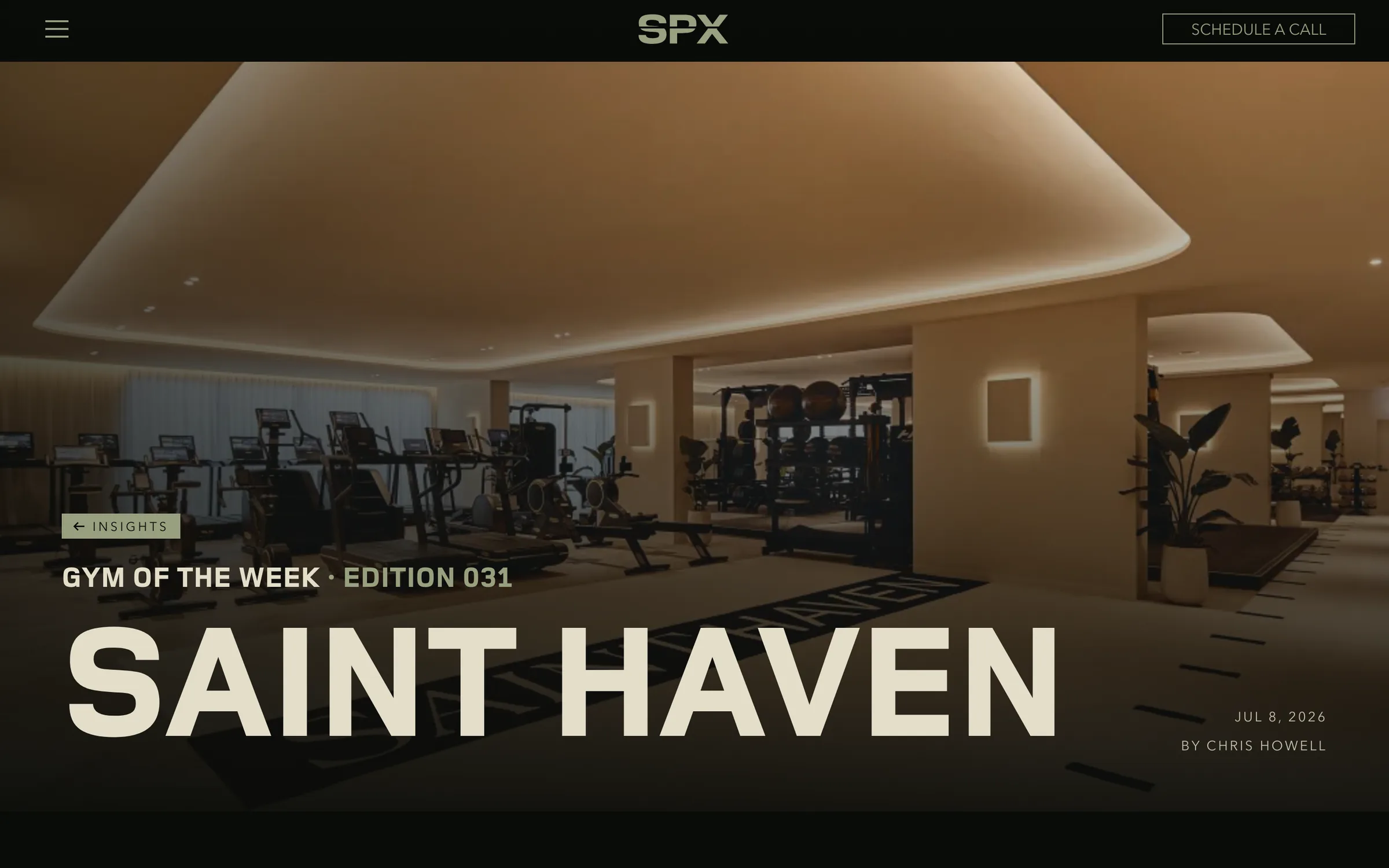 A Gym of the Week post for Saint Haven: a full width photograph of the gym floor under the edition number and the gym's name.