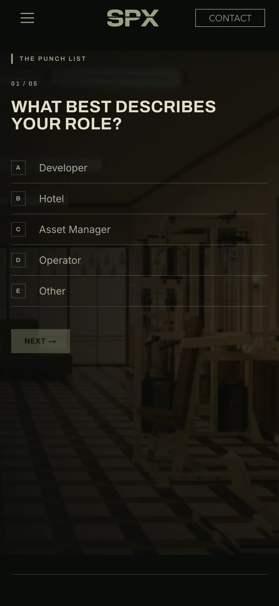 The first signup question on a phone: What best describes your role, with five options.